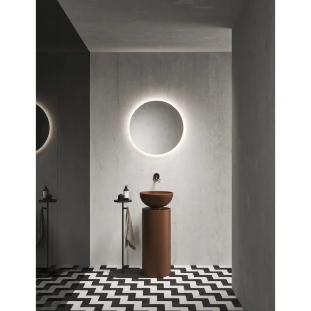 Lavabo a terra in cemento laccato caffè Saba 24 01 di Milldue