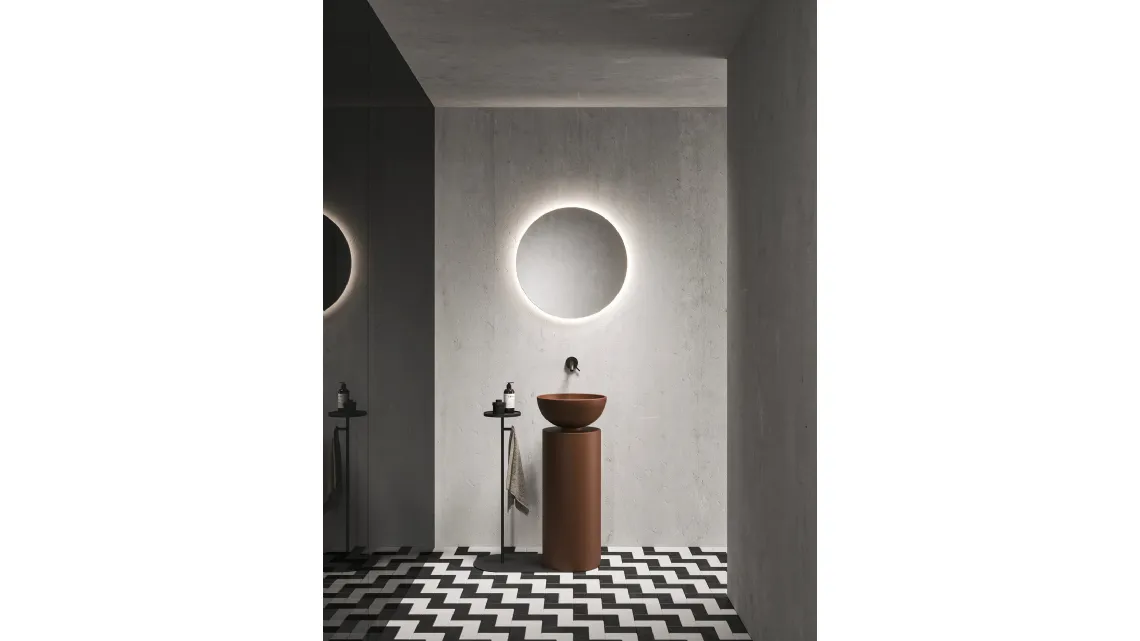Lavabo a terra in cemento laccato caffè Saba 24 01 di Milldue