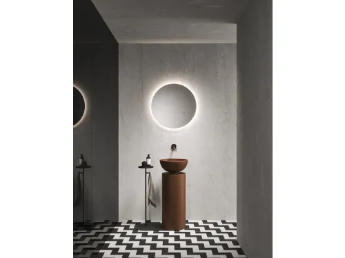 Lavabo a terra in cemento laccato caffè Saba 24 01 di Milldue