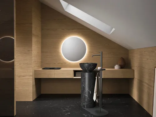 Lavabo a terra in marmo nero Marquinia 24 03 di Milldue