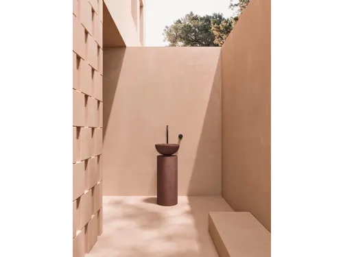 Lavabo da terra in cemento argilla Rosso Saba 24 05 di Milldue