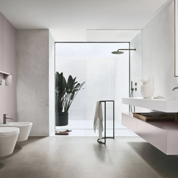 Mobile da Bagno sospeso in laccato opaco ametista Sintesi 24 08 di Milldue