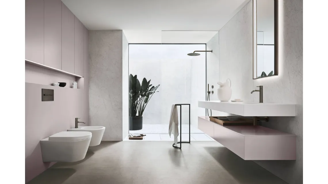 Mobile da Bagno sospeso in laccato opaco ametista Sintesi 24 08 di Milldue