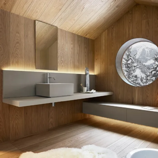 Mobile da Bagno sospeso in Cristalplant laccato opaco argilla polvere Sintesi 24 05 di Milldue