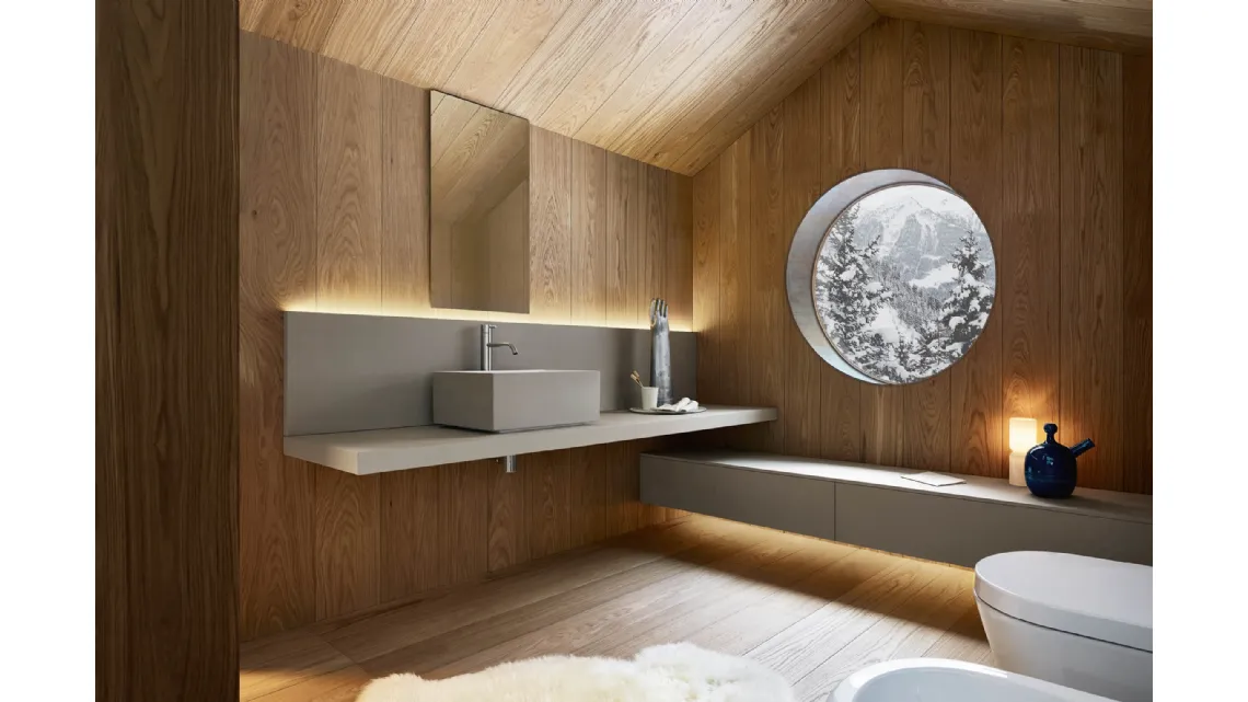 Mobile da Bagno sospeso in Cristalplant laccato opaco argilla polvere Sintesi 24 05 di Milldue