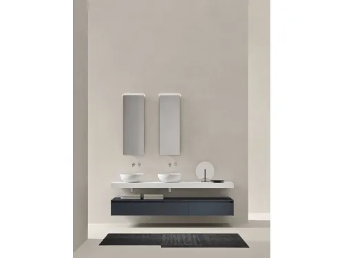 Mobile da Bagno sospeso in laccato Zaffiro opaco Sintesi 24 07 di Milldue