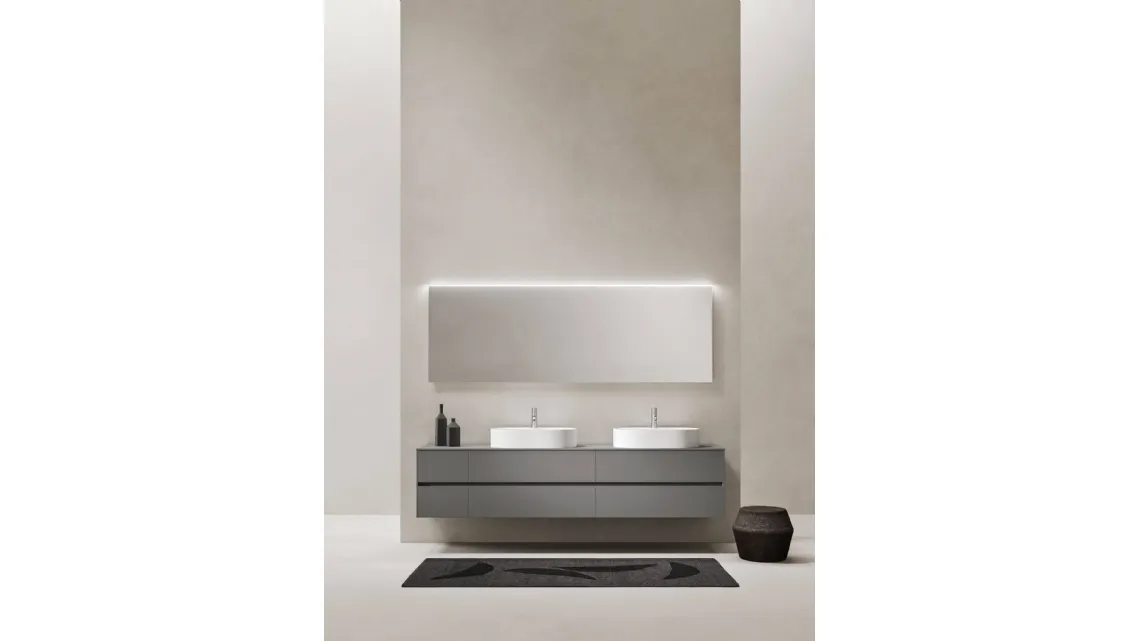Mobile da Bagno sospeso in laccato opaco pietra Sintesi 24 02 di Milldue