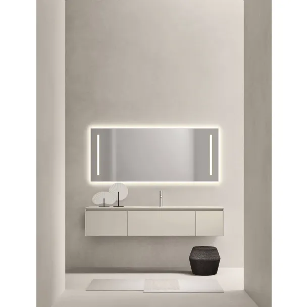 Mobile da Bagno sospeso in laccato opaco con top in vetro acidato Sintesi 24 11 di Milldue