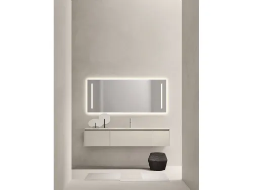Mobile da Bagno sospeso in laccato opaco con top in vetro acidato Sintesi 24 11 di Milldue