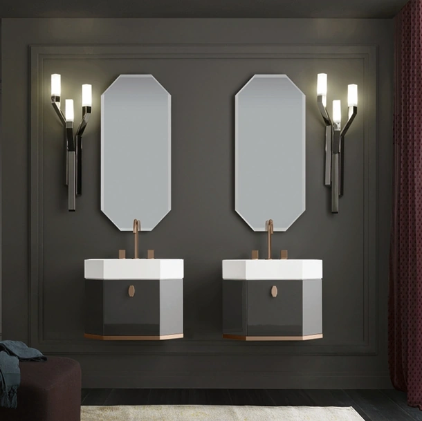 Mobile da Bagno sospeso Vitage Dandy 01 in laccato grafite lucido di Milldue
