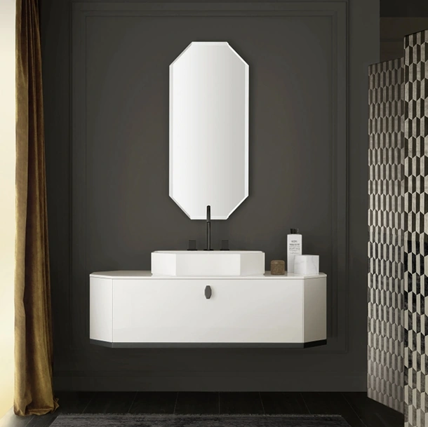 Mobile da Bagno sospeso Vitage Dandy 02 in laccato bianco lucido di Milldue
