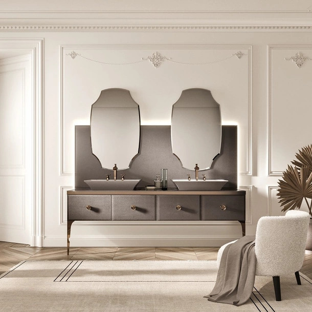 Mobile da Bagno Vitage Majestic 09 in vetro extrachiaro elephant bronze di Milldue