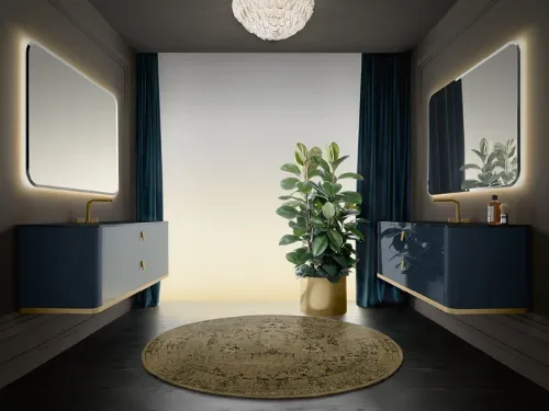 Mobile da Bagno sospeso Vitage Tailor 02 in laccato zaffiro lucido di Milldue