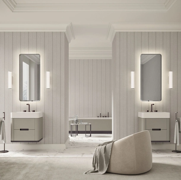 Mobile da Bagno sospeso Vitage Tailor 04 in laccato agata opaco di Milldue