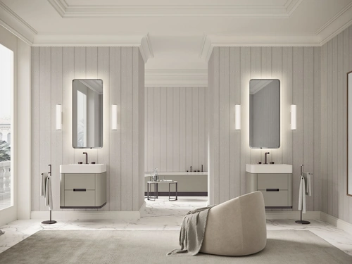 Mobile da Bagno sospeso Vitage Tailor 04 in laccato agata opaco di Milldue