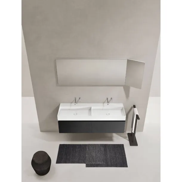 Mobile da Bagno sospeso in rovere carbone Zenit 24 11 di Milldue
