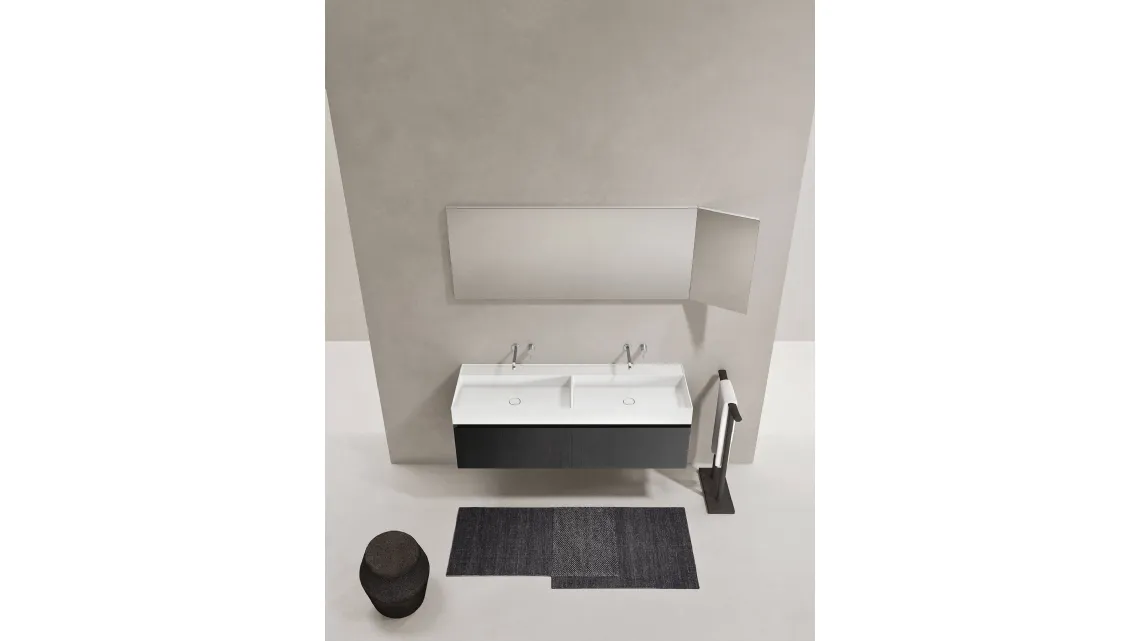 Mobile da Bagno sospeso in rovere carbone Zenit 24 11 di Milldue