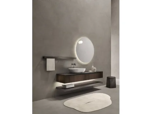 Mobile da Bagno sospeso in rovere termocotto e laccato opaco Zenit 24 06 di Milldue