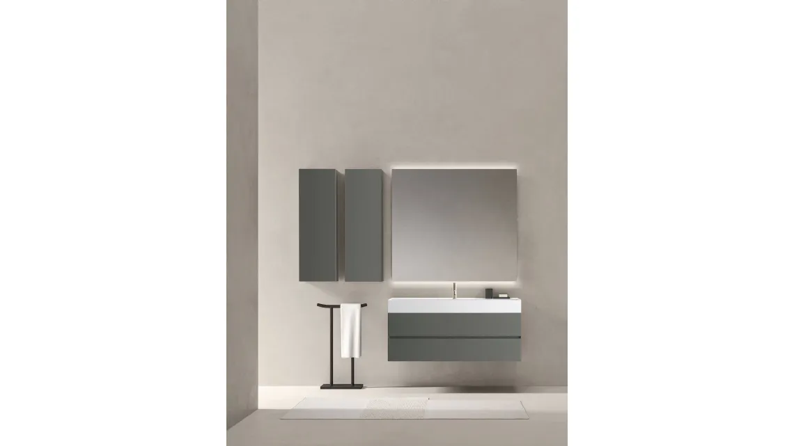 Mobile da bagno sospeso in laccato opaco Zenit 24 10 di Milldue