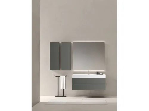 Mobile da bagno sospeso in laccato opaco Zenit 24 10 di Milldue