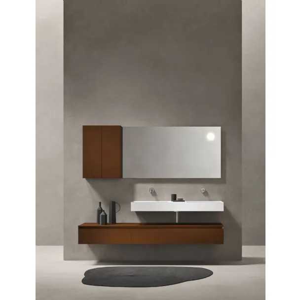 Mobile da bagno sospeso in laccato opaco color caffè Zenit 24 07 di Milldue