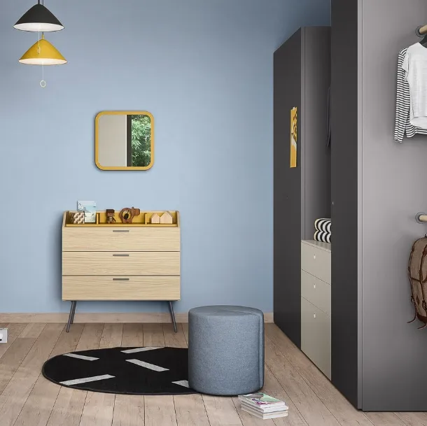 Cameretta a soppalco con scrivania Kids space 13 in melaminico di Nidi