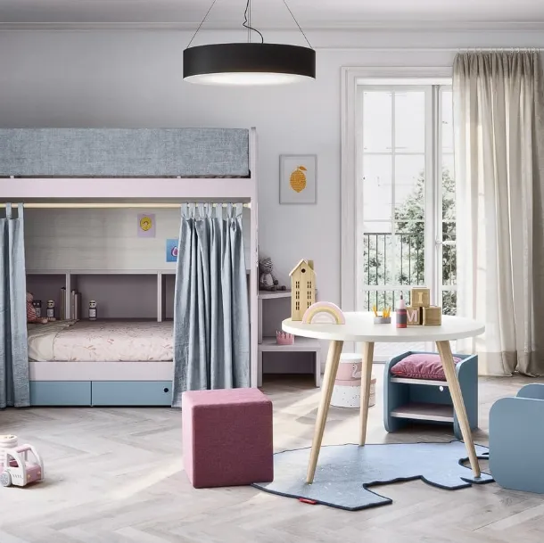 Cameretta con letti a castello Kids space 14 in melaminico di Nidi