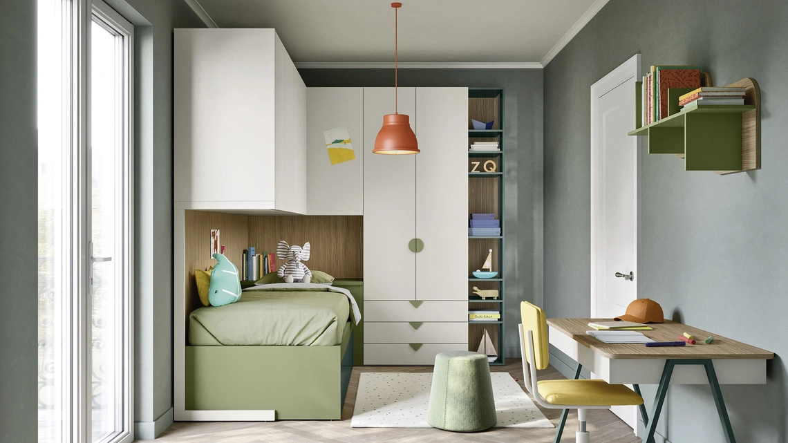 Cameretta a Soppalco con Letti Estraibili di Nidi