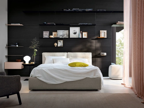 Letto imbottito Bombosoft con contenitore di Kristalia