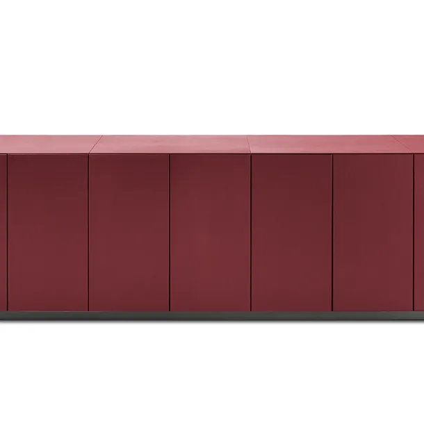 Madia Ceo Cube Cabinet in legno rivestito in pelle di Poltrona Frau
