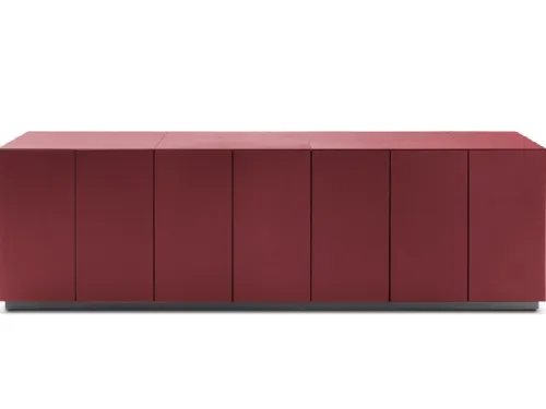 Madia Ceo Cube Cabinet in legno rivestito in pelle di Poltrona Frau