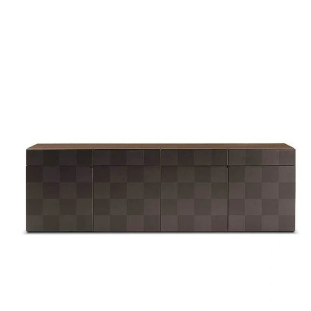 Madia H_O Cabinet in legno rivestito in pelle di Poltrona Frau