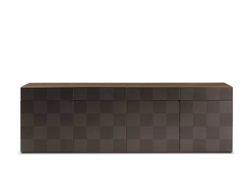 Madia H_O Cabinet in legno rivestito in pelle di Poltrona Frau