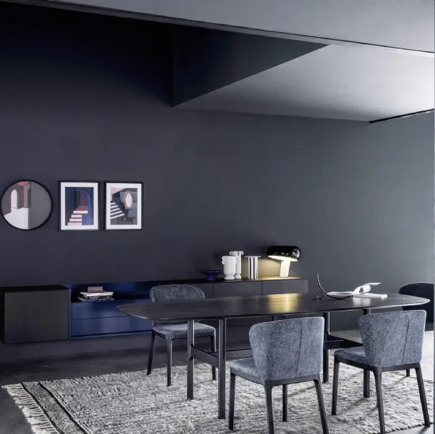 Mobile sospeso Madia Box 18 01 in Rovere Carbone e laccato opaco di Novamobili