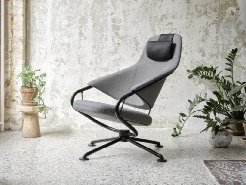 Poltrona di design in tessuto con struttura in metallo Citizen Highback di Vitra