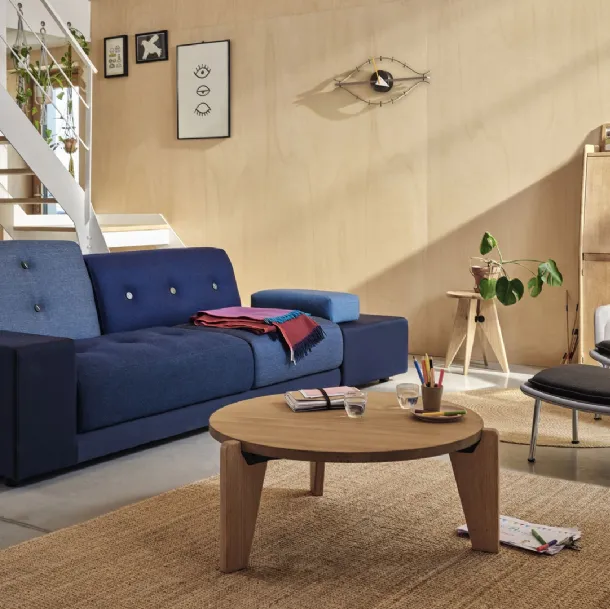 Poltrona in tessuto con base in alluminio lucido Slow Chair & Ottoman di Vitra