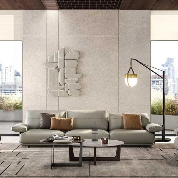 Divano lineare in pelle Blisscape di Poltrona Frau