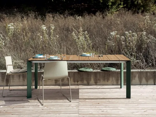 Tavolo moderno allungabile in laminato e legno Nori Slatted di Kristalia