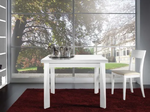 Tavolo quadrato allungabile in legno laccato bianco Sydney di Fratelli Elli