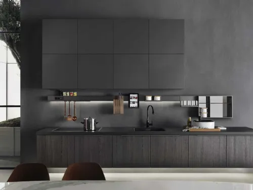 Cucina Design lineare InDada in bilaminato Rovere Cacao di Dada