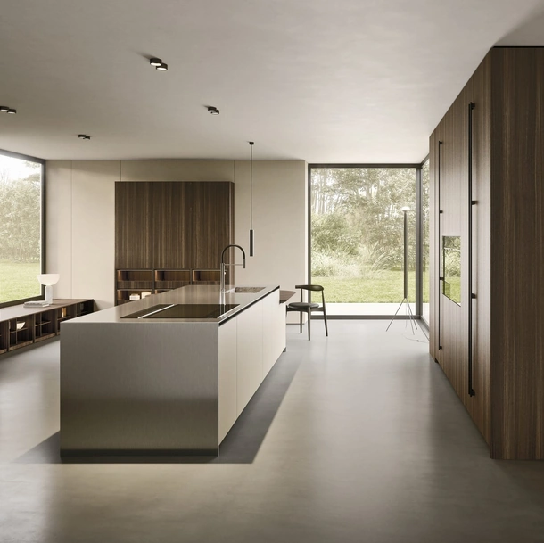 Cucina Design con isola C01 in legno e laccato di Copat Life