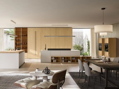 Cucina Design con isola C12 in laccato e legno di Copat Life