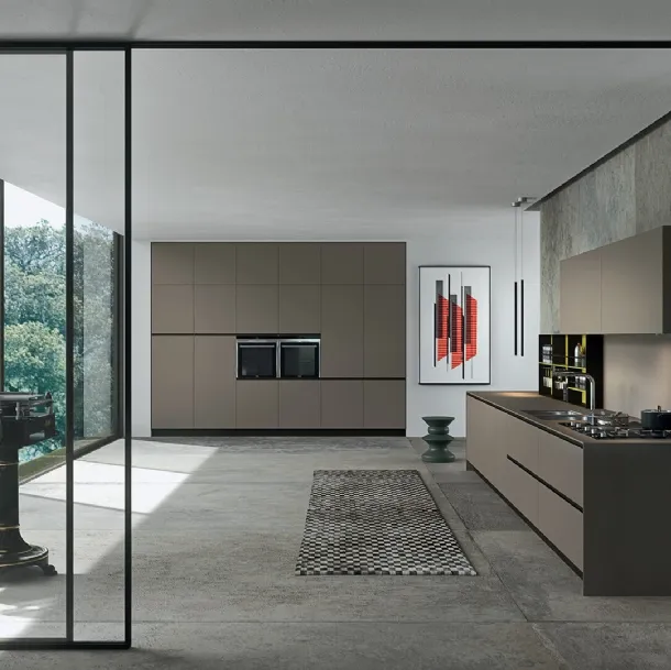 Cucina Design ad angolo in Fenix NTM grigio Sistemi 3|1|B di Copat Life