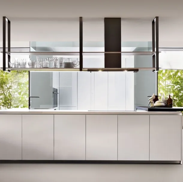 Cucina Design ad angolo in laminato Bianco HiLine 6 di Dada
