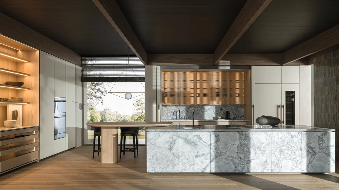 Cucina Design con isola Intersection Marmo di Molteni & C