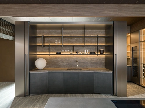 Cucina Design Tivalì 2|0 By Yabu Pushelberg in laccato Antracite di Molteni & C