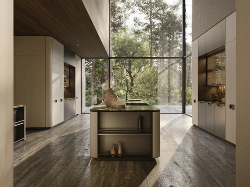 Cucina Design Physis in laccato Peltro e Rovere di Molteni & C