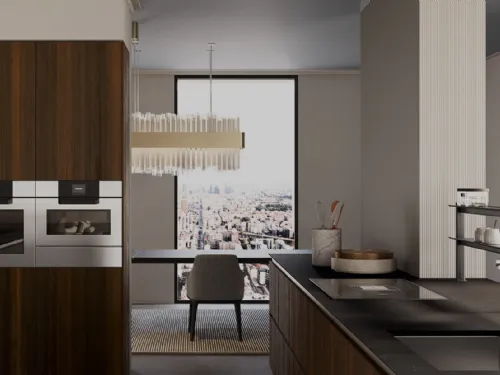 Cucina Design lineare in legno di rovere Sistemi 3|1|C22 di Copat Life