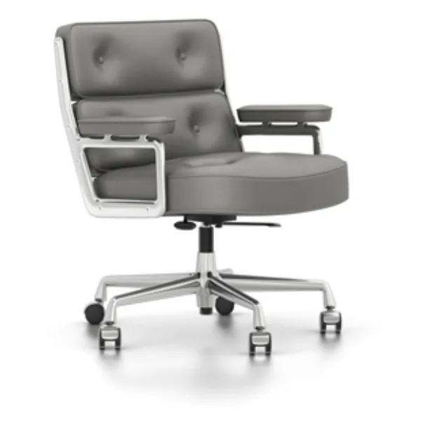 Sedia Operativa Lobby Chair ES 104 in metallo rivestito in pelle di Vitra