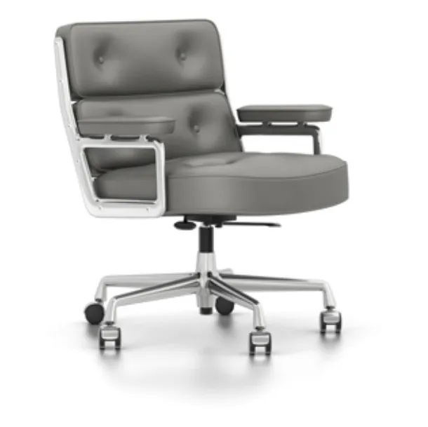 Sedia Operativa in metallo rivestita in pelle imbottita Lobby Chair ES 104 di Vitra